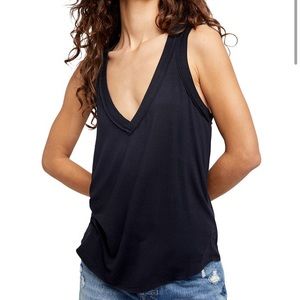 NWT FREE PEOPLE BLACK MOON DANCE V-NECK TOP, TANK
